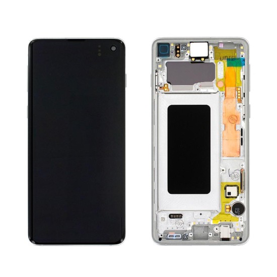 Touch+Display com Frame Samsung Galaxy S10/G973 6,1" Service Pack (GH82-18835B/18850B) Branco Prisma